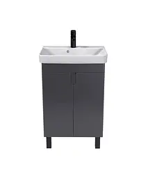 Тумба Мойдодир Simple Graphite 55-U з умивальником River 55 графітова універсальна Графіт - мініатюра 3