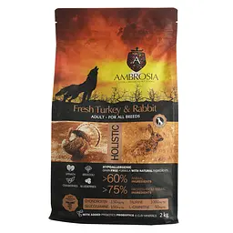 Уцінка. Корм сухий Ambrosia Grain Free Dog Adult Sensitive Fresh Turkey & Rabbit для дорослих собак усіх порід зі свіжою індичкою та кроликом 2 кг 07.10.2026 - мініатюра 1