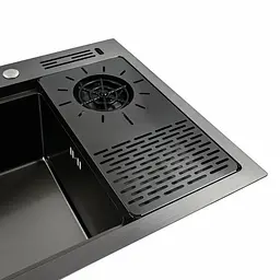 Кухонна мийка чорна PVD 78x46 Platinum Handmade, Чорний - мініатюра 6