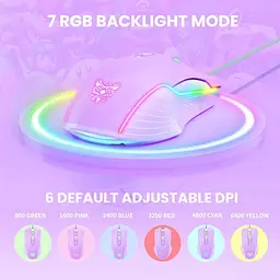 Комп'ютерна мишка Onikuma для ПК і ноутбука 6400 DPI RGB підсвітка 7 кнопок дротова Фіолетовий - мініатюра 5