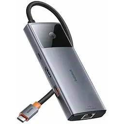 Хаб адаптер док-станція Baseus 6-in-1 Metal Gleam Series II Usb-C to HDMI + LAN (RJ-45) B00061802813-00