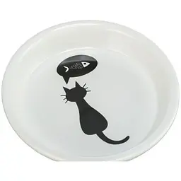 Миска для котів Trixie керамічна 0.25 л 13 см біла з чорним котиком (24499) - мініатюра 2
