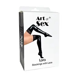 Сексуальні вінілові панчохи Art of Sex - Lora з мереживом, розмір M, колір чорний - мініатюра 3