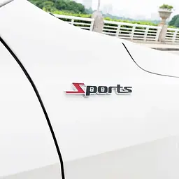 Емблема напис SPORTS 138х22 мм Чорна+Червоний на скотчі метал (Завод) - мініатюра 3