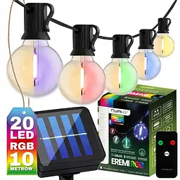 Сонячна RGB гірлянда Lumiled Eremi 20 лампочок, 10.6 м, RGB+теплий білий, пульт ДУ