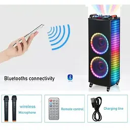 Портативна колонка бумбокс XPRO 1212 валіза 100Вт USB SD FM радіо Bluetooth 2 мікрофони ДК (MER-15690) - мініатюра 5