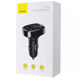 АЗП FM модулятор Baseus S-09A 10W (2USB-A) (CCMT) Black - мініатюра 6
