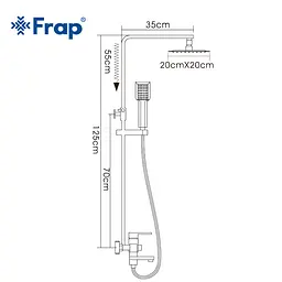Душова система Frap F2421, поворотний вилив - перемикач на лійку, 1 режим, нержавіюча сталь - мініатюра 6