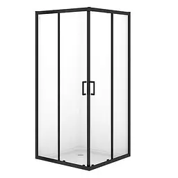 Душова кабіна Cersanit Brasco 90x90 см квадратна розсувна прозоре скло без піддону black S168-008, Чорний, прозорий, чорний