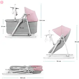 Шезлонг-гойдалка 5 в 1 Kinderkraft Nola Peony Rose рожевий (00-00304830) - мініатюра 11