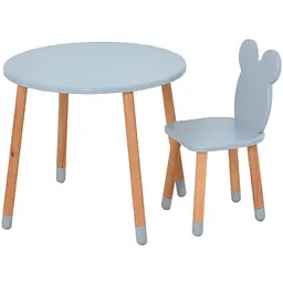 Столик зі стільцем Bambi "Ведмедик" 07-025G-ROUND круглий сірий