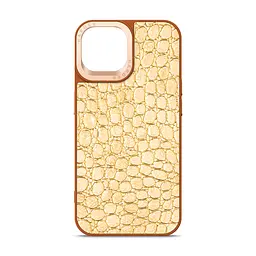 Кожаный чехол для Apple iPhone 14, Harder Crocosaur, бежевый, термополиуретан ТПУ + экокожа с текстурой крокодила, панель, защита корпуса, противоударный, микрофибра, рамка вокруг камеры, защита всего корпуса, (ARM76715)