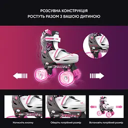 Роликові ковзани Neon Combo розмір 34-37 сіро-рожеві (NT31P4) - мініатюра 7
