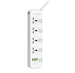 Мережевий фільтр-подовжувач ProLogix Premium PRSC4408W, 4 розетки, 4 USB, вимикачі, 2 м - мініатюра 3