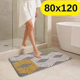 Стильний та практичний килимок для ванної кімнати 80×120 см зі кашеміру — м’який, антиковзкий, вологопоглинаючий KT9000024 - мініатюра 2