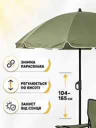 Пляжний набір 2 крісла з парасолькою і сумкою-холодильником хакі (49676209) - мініатюра 5