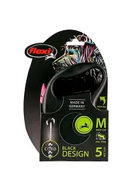Повідець-рулетка Flexi Black Design M для собак середніх порід трос 5 м до 20 кг рожевий - мініатюра 3