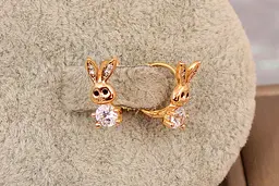Сережки дитячі Xuping Jewelry зайчики із білими фіанітами 10 мм золотисті - мініатюра 3