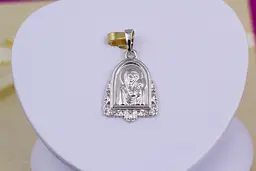 Ладанка Xuping Jewelry форма арки з завитками Діва Марія 2 см срібляста - мініатюра 2