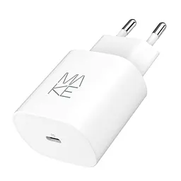Зарядний пристрій мережевий MAKE 25W GaN3 Mini Type-C PD3.0 White