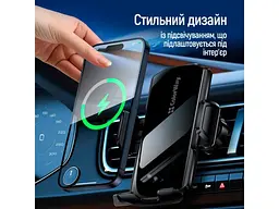 Автомобільний тримач для смартфона ColorWay FlameGrip Wireless Charger 15W Black (CW-CHAW070Q-BK) - мініатюра 10