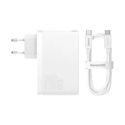 Мережевий зарядний пристрій Baseus GaN5 Pro 3 порти 1*USB + 2*Type-C 140 W (CCGP100202) білий - мініатюра 3