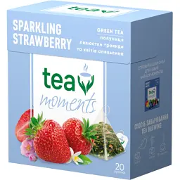 Чай Tea Moments Sparkling Strawberry зелений 20х1.8 г пірамідки (tm.02920) - мініатюра 4