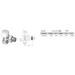 Кран радіаторний кутовий Arco 1/2″ під термоголовку TB501275 М30 - мініатюра 2