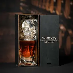 Подарунковий набір віскі Whiskey Stones №11 графин Bohemia Quadro в дерев'яному пеналі - мініатюра 3