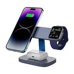 Зарядний пристрій Canyon wireless charger HEXAGON WCS-310 3in1 DarkGrey/Blue (CNS-WCS310DGBL) - мініатюра 6
