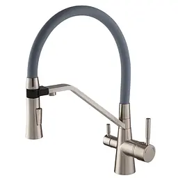 Змішувач для кухні Mixxus Premium Magnet 021 SS Color з гнучким виливом MI6976 Нержавіюча сталь