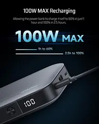 Акумулятор портативний CUKTECH PB250 25000mAh 210W сірий - мініатюра 8