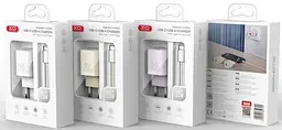 Сітчастий зарядний пристрій XO L147 double USB-A/USB-C 20W 3A with Lightning-Type-C cable Beige - мініатюра 2