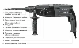 Перфоратор прямий Apro SDS-plus DFR 1050H 3,5 Дж 1050 Вт 5100 уд/хв 30412 - мініатюра 9