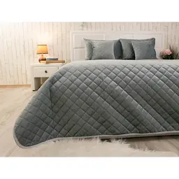 Покривало Руно двостороннє декоративне Velour Dark Grey ромб 150х220 см (360.55_Dark Grey ромб) - мініатюра 4