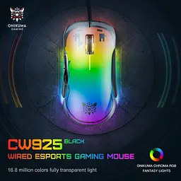 Комп'ютерна мишка Onikuma дротова C24 з RGB підсвіткою прозорий корпус 800-7200 DPI Dual Scroll для ПК - мініатюра 6