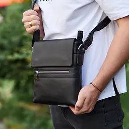 Чоловіча барсетка 23х26х6, месенджер через плече шкіряний Tiding Bag 80471 чорний 230 мм - мініатюра 6