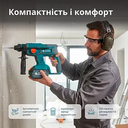 Konner & Sohnen Набір із трьох акумуляторних інструментів KS RHAGD 20V SET 3 20В дриль, шліфувальна машина кутова, перфоратор, швидкий ЗП 4.5А акб 2х4А·рік сумка 7.5кг - мініатюра 7