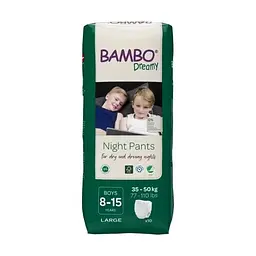 Нічні ЕКО Підгузки-трусики для хлопчиків Bambo Dreamy Night Pants Boys (35-50 кг). Bambo Nature (18877)