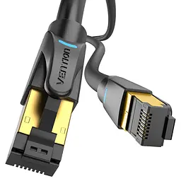 Мережевий патч-корд Vention 8 м Ethernet Cat.8 RJ45 штекер на RJ45 штекер до 40 Гбіт/с 2000 МГц з подвійним екрануванням SFTP з провідниками з безкисневої міді з позолоченими контактами чорний (IKFBK)