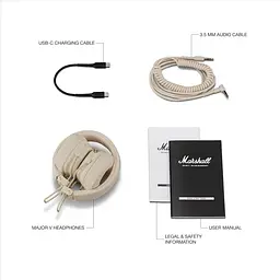 Комплект навушники Marshall Major V Cream Original + Кейс (Підтримка офіційного додатку)(1006833)