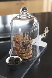 Сервірувальне скляне блюдо J-Line Bon Appetit з кришкою 18 см (92644) - мініатюра 2