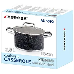 Каструля зі скляною кришкою Aurora 5592AU 18 см 2.8 л - мініатюра 2