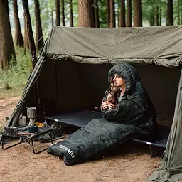 Спальник Naturehike M320 (CNK2350WS023) +15°C - з капюшоном - лівий - зелений камуфляж - мініатюра 6