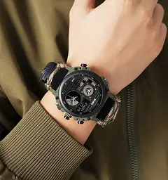 Годинник чоловічий наручний спортивний Skmei 2202 Paracord (Камуфляжний нейлоновий ремінець) - мініатюра 4