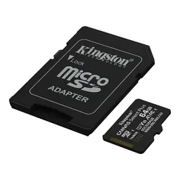 Карта пам'яті microSDXC, 64Gb, Kingston Canvas Select Plus, Class10 UHS-I U1 V10 A1, SD адаптер, до 100 МБ/с (SDCS3/64GB) - мініатюра 2