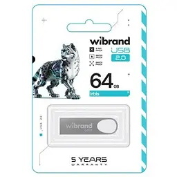 USB флеш накопичувач Wibrand 64GB Irbis Silver USB 2.0 (WI2.0/IR64U3S) - мініатюра 2