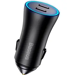 Автомобільний зарядний пристрій Baseus Golden Contactor Pro Dual Fast Charger 2хUSB-C 40W Dark Gray (CGJP000013) [136667]