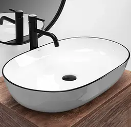 Умивальник Rea Cleo 61 накладний white black edge REA-U6210, Білий - мініатюра 2