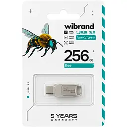USB флеш накопичувач Wibrand 256GB Bee Silver USB 3.2/Type-C (WI3.2TC/BE256TC039S) - мініатюра 4